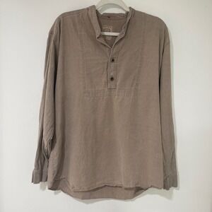 Wah Maker True West Pullover Mens XL Tan Band Collar Henley | Western Heritage